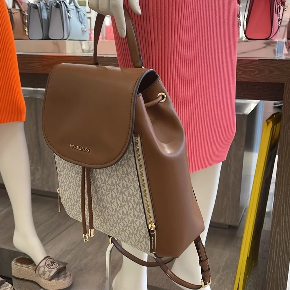 Michael Kors Backpack Bag Phoebe Medium Flap Drawstring Backpack  Vanilla NWT